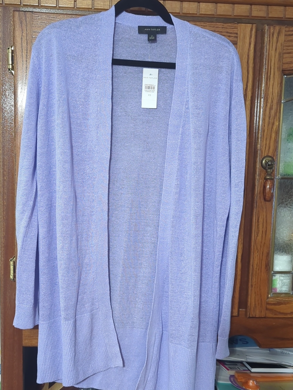 Ann Taylor Light Lavender Open-Front Cardigan